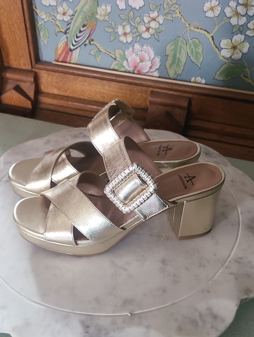 Aquatalia Metallic Heeled Sandal Like New
